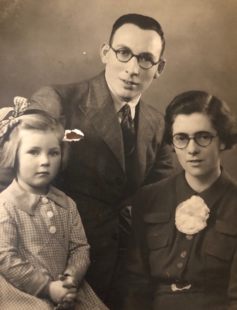 Toni with her father, Frank, and mother, Dorothy, taken just before Frank departed with The Royal Ulster Rifles