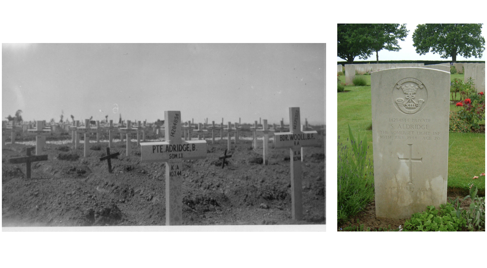 Archive image of Sydney's grave from 1940s, and modern day gravestone