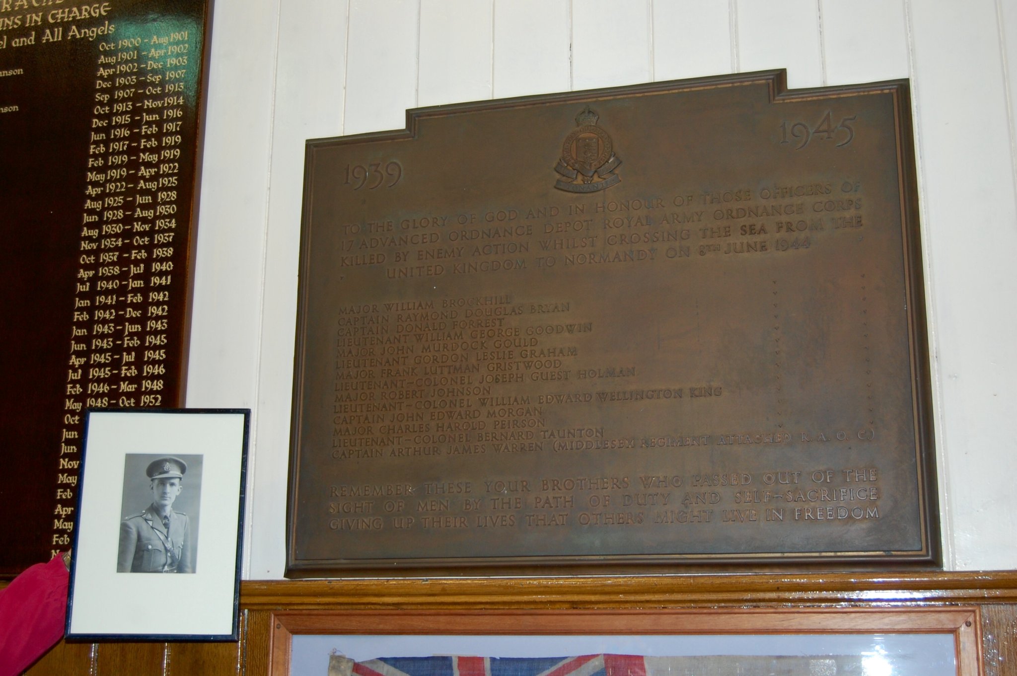 Donald's name engraved on plaque in St Barbara's Garrison Church in Deepcut